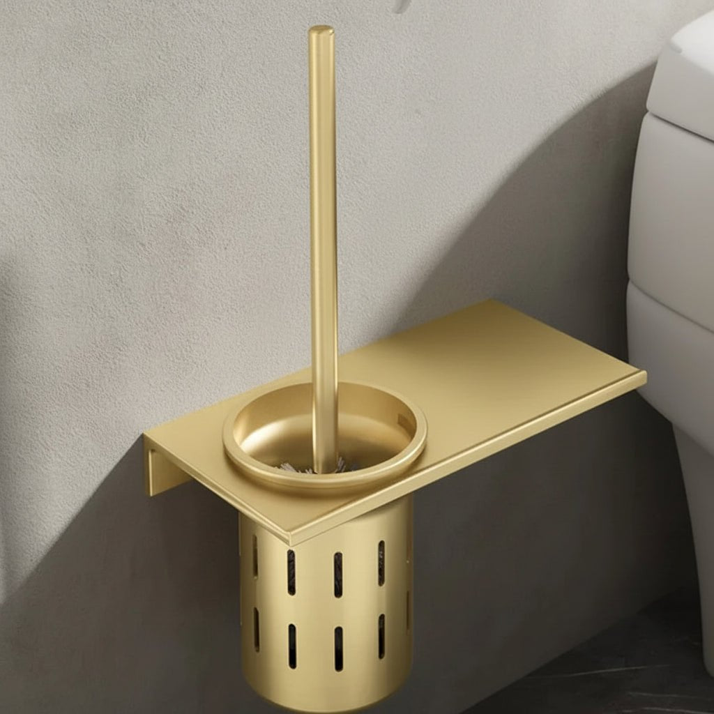 AureaLine Brushed Gold Wall-Mounted Toilet Brush Set For Elegant Bathrooms | Temsk