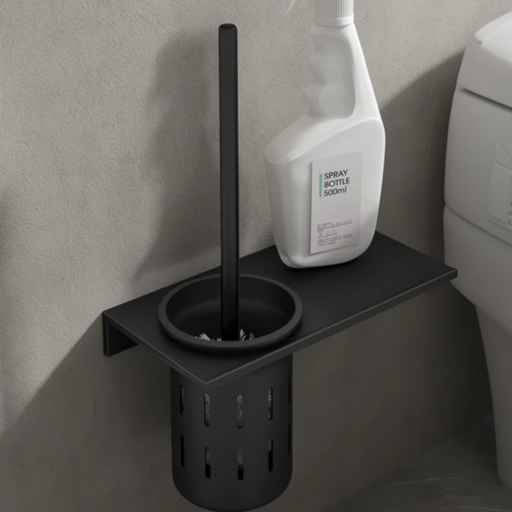 AureaLine Brushed Gold Wall-Mounted Toilet Brush Set For Elegant Bathrooms | Temsk