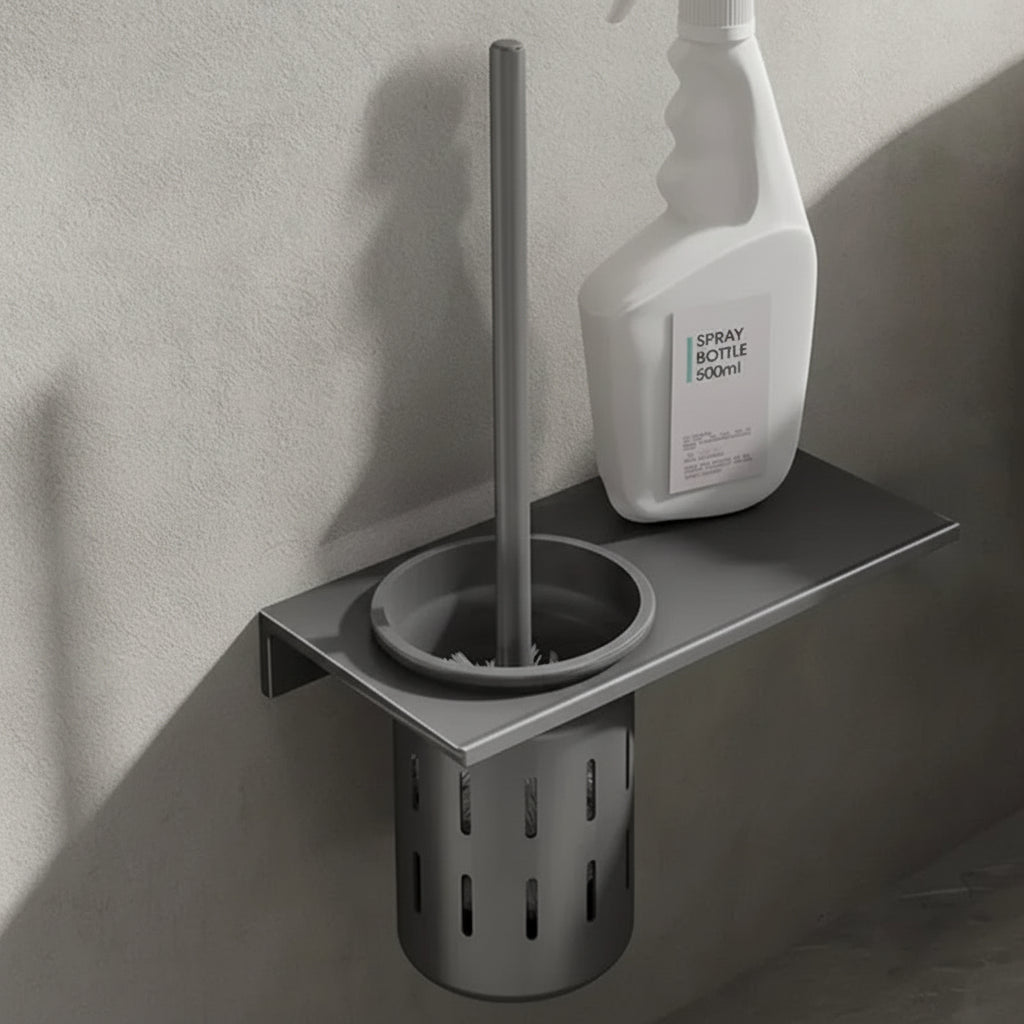 AureaLine Brushed Gold Wall-Mounted Toilet Brush Set For Elegant Bathrooms | Temsk