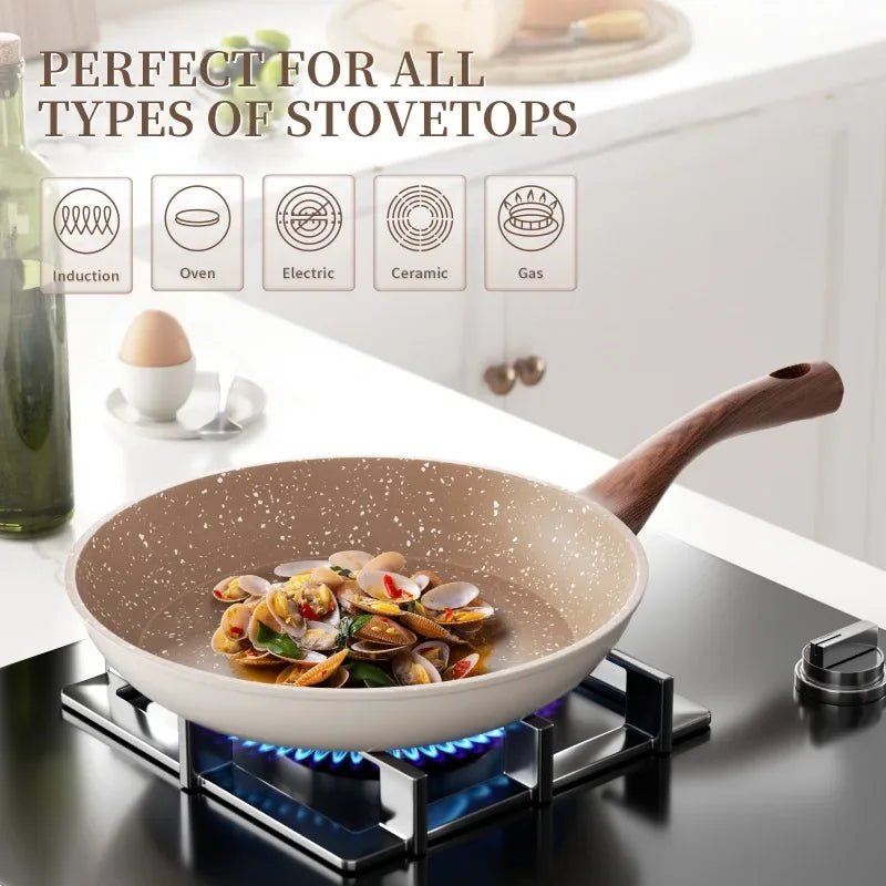 StoneGlide Nonstick Aluminum Frying Pan With Modern Granite Surface | Temsk