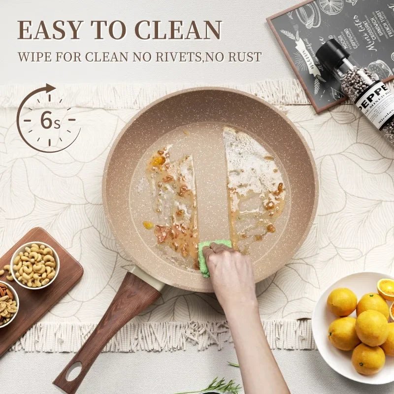 StoneGlide Nonstick Aluminum Frying Pan With Modern Granite Surface | Temsk