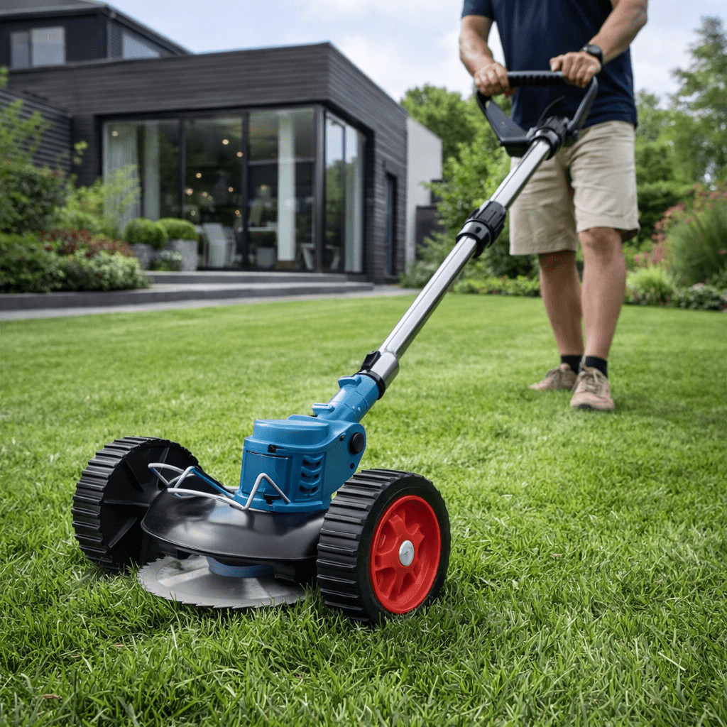 GreenStride 36V Battery Lawn Trimmer With Wheel Guide For Back Friendly Work | Temsk