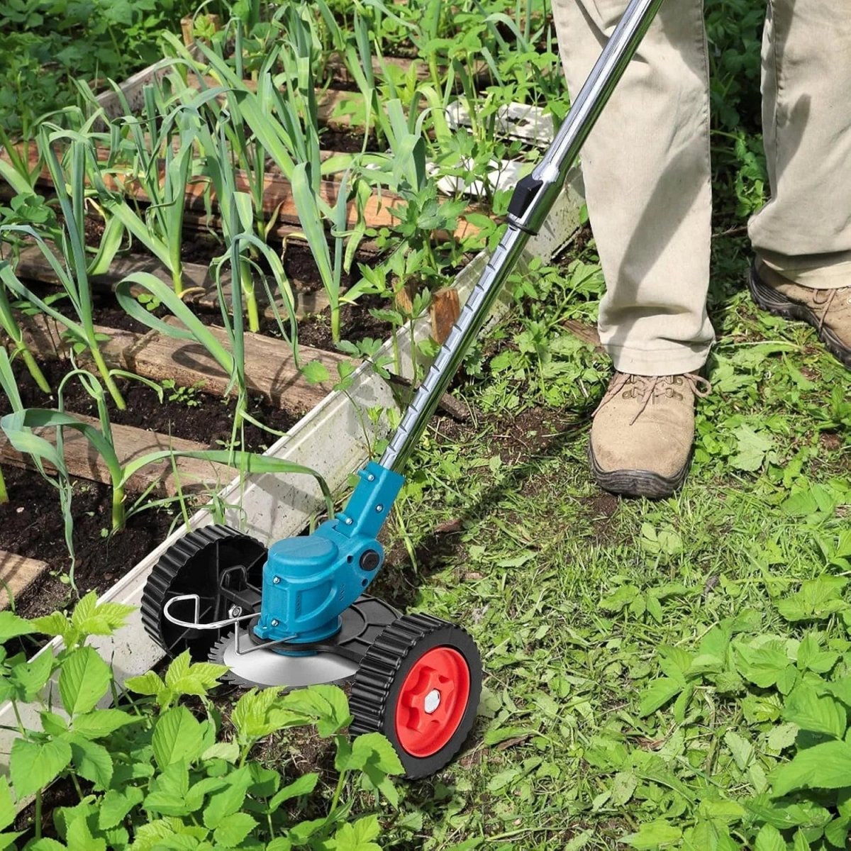 GreenStride 36V Battery Lawn Trimmer With Wheel Guide For Back Friendly Work | Temsk