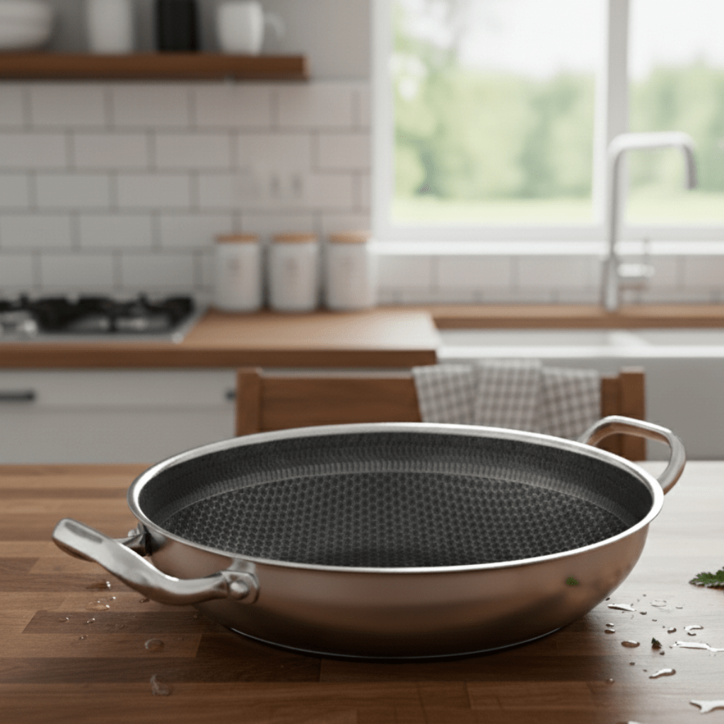 AeroWeave 32cm Stainless Steel Nonstick Honeycomb Pan For All Cooktops | Temsk
