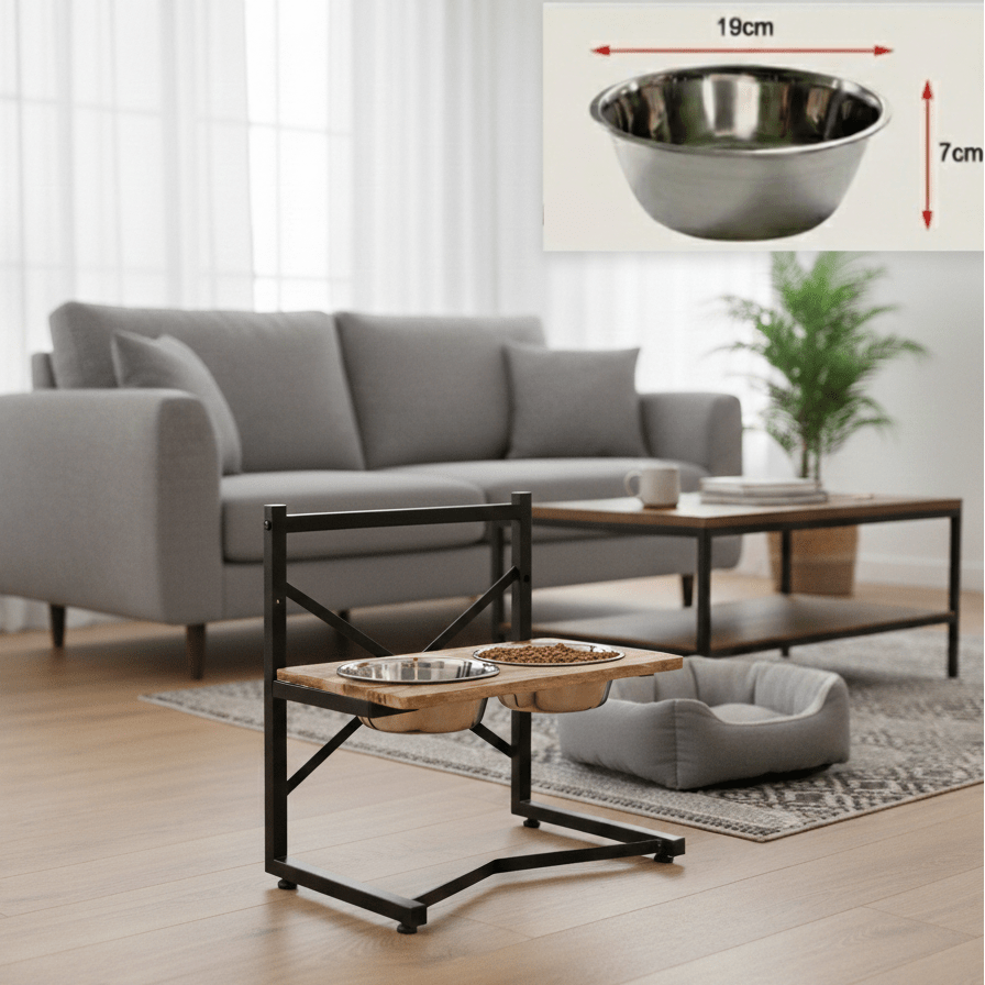 Harmony Bow Elevated Feeding Station For Dogs With Stainless Steel Bowls | Temsk