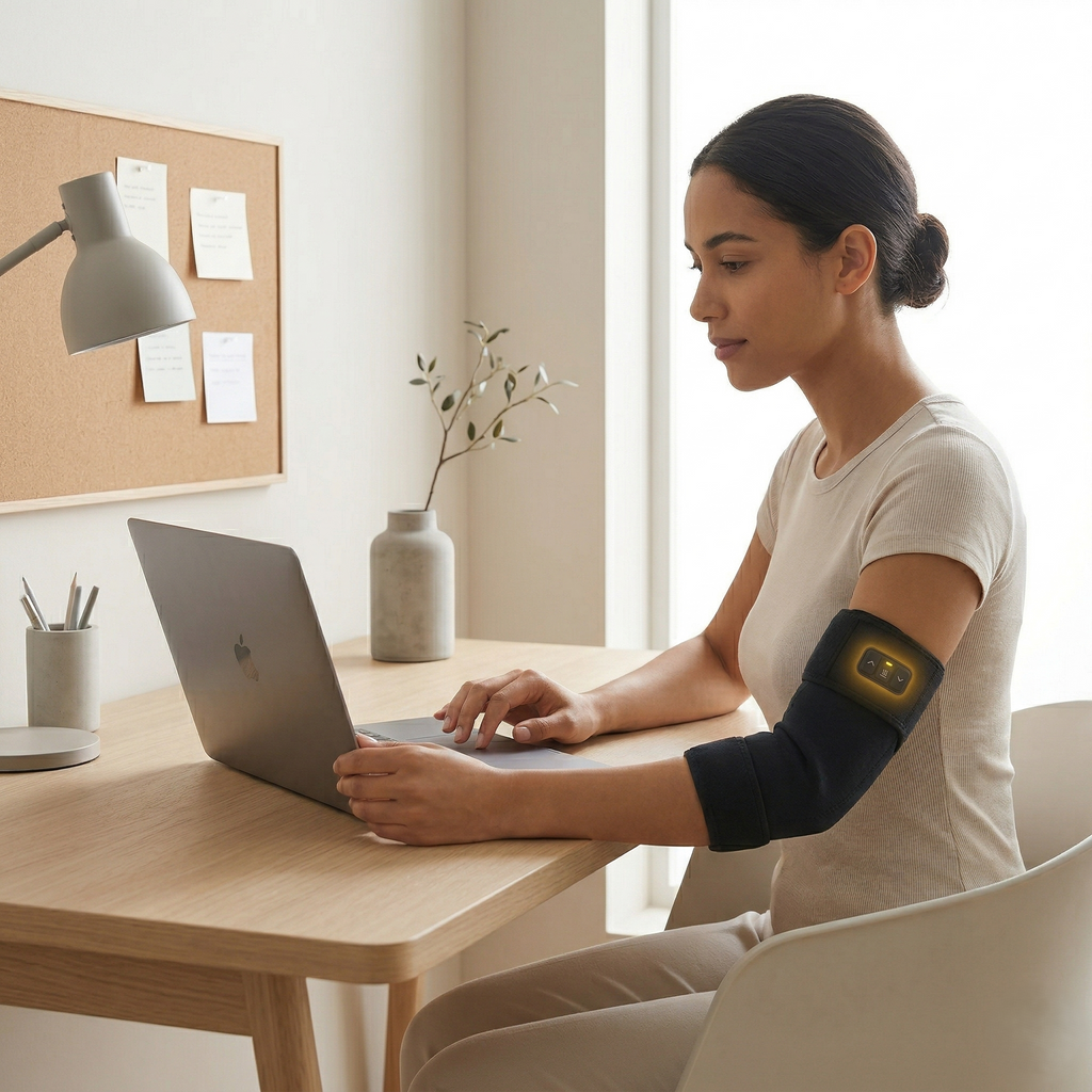 Elbow Sleeve With Heated Compression And Adjustable Warmth And Massage Modes | Temsk