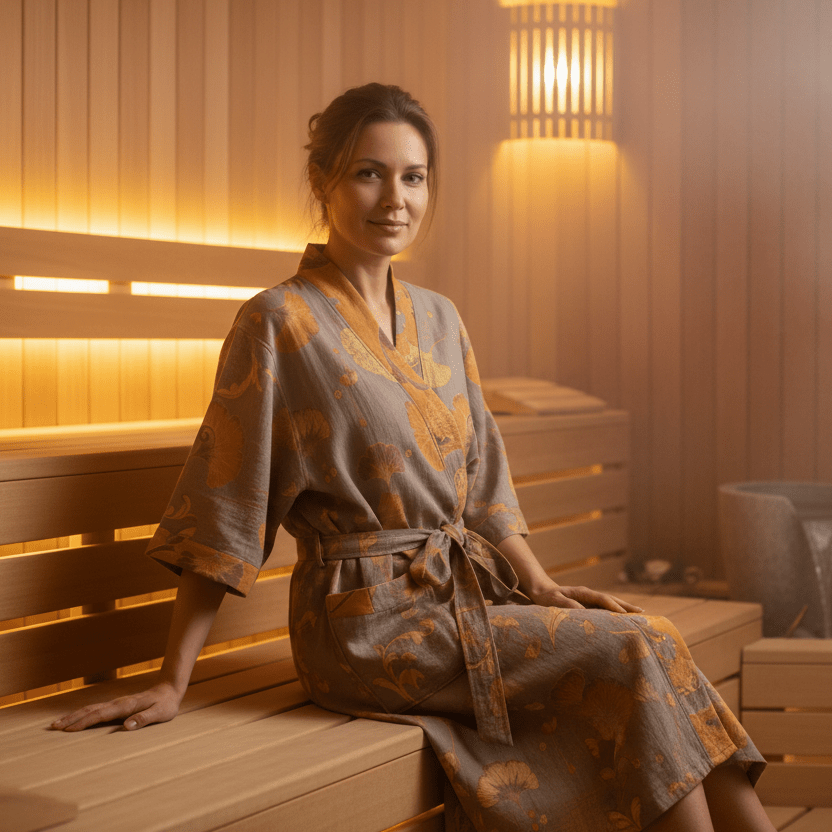 Luma Kimono Reversible Cotton Bathrobe For Natural Comfort | Temsk