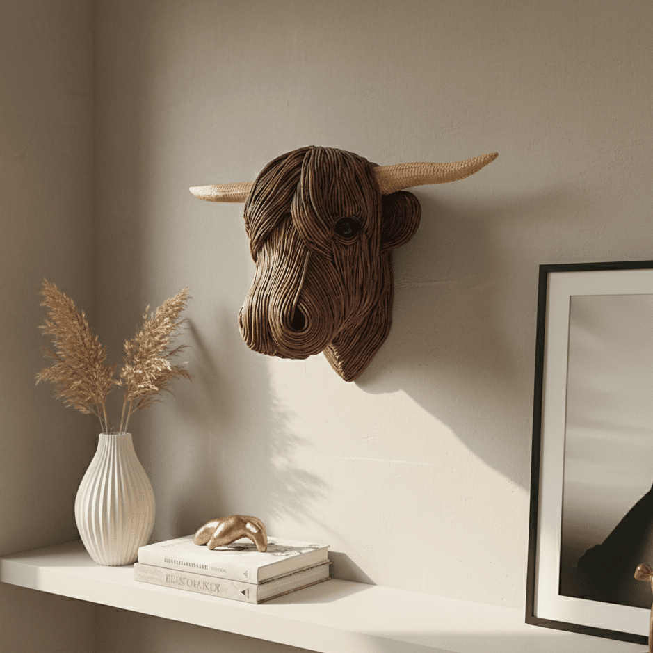 PastureCraft Elegant Cow Wall Sculpture In Country House Style | Temsk