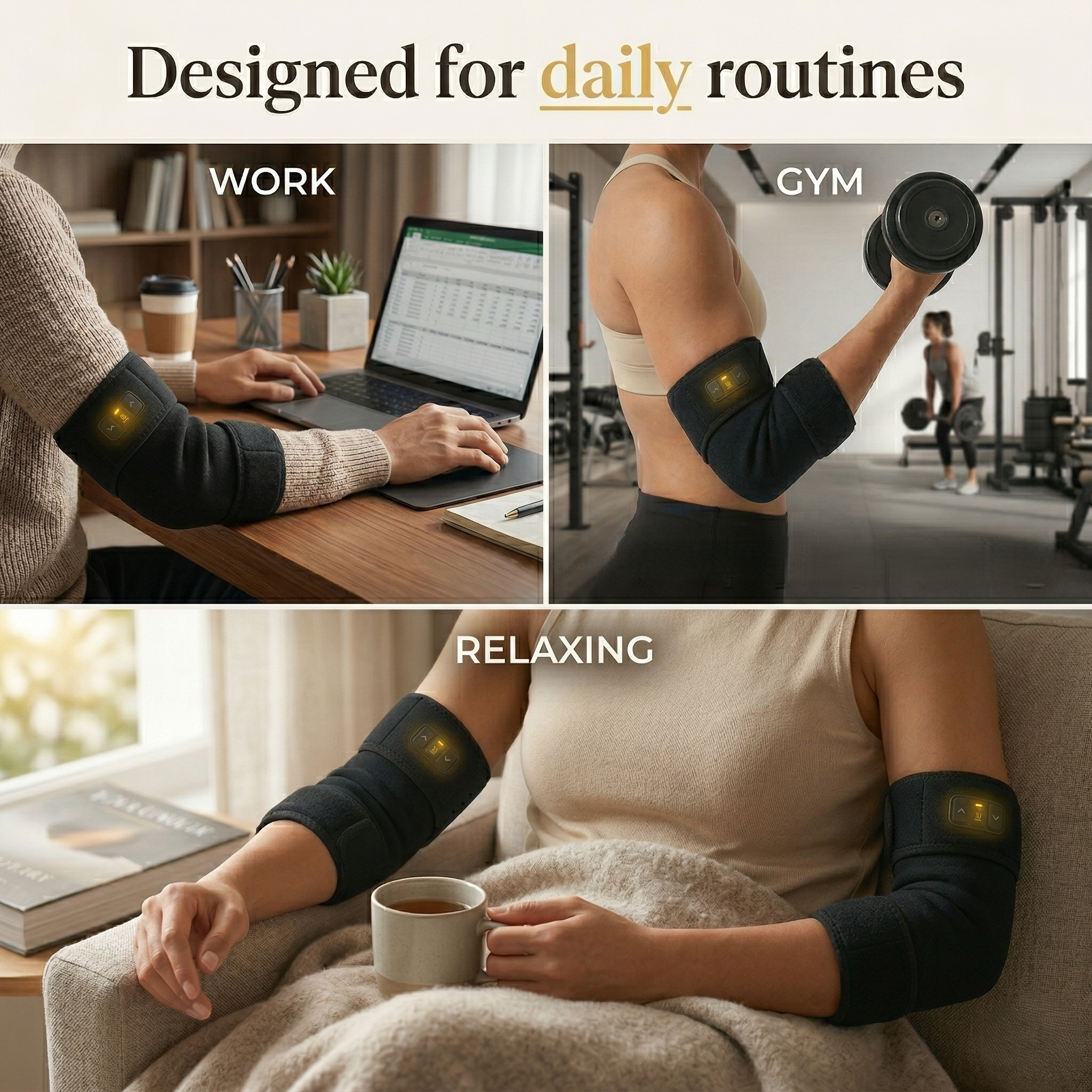 Elbow Sleeve With Heated Compression And Adjustable Warmth And Massage Modes | Temsk