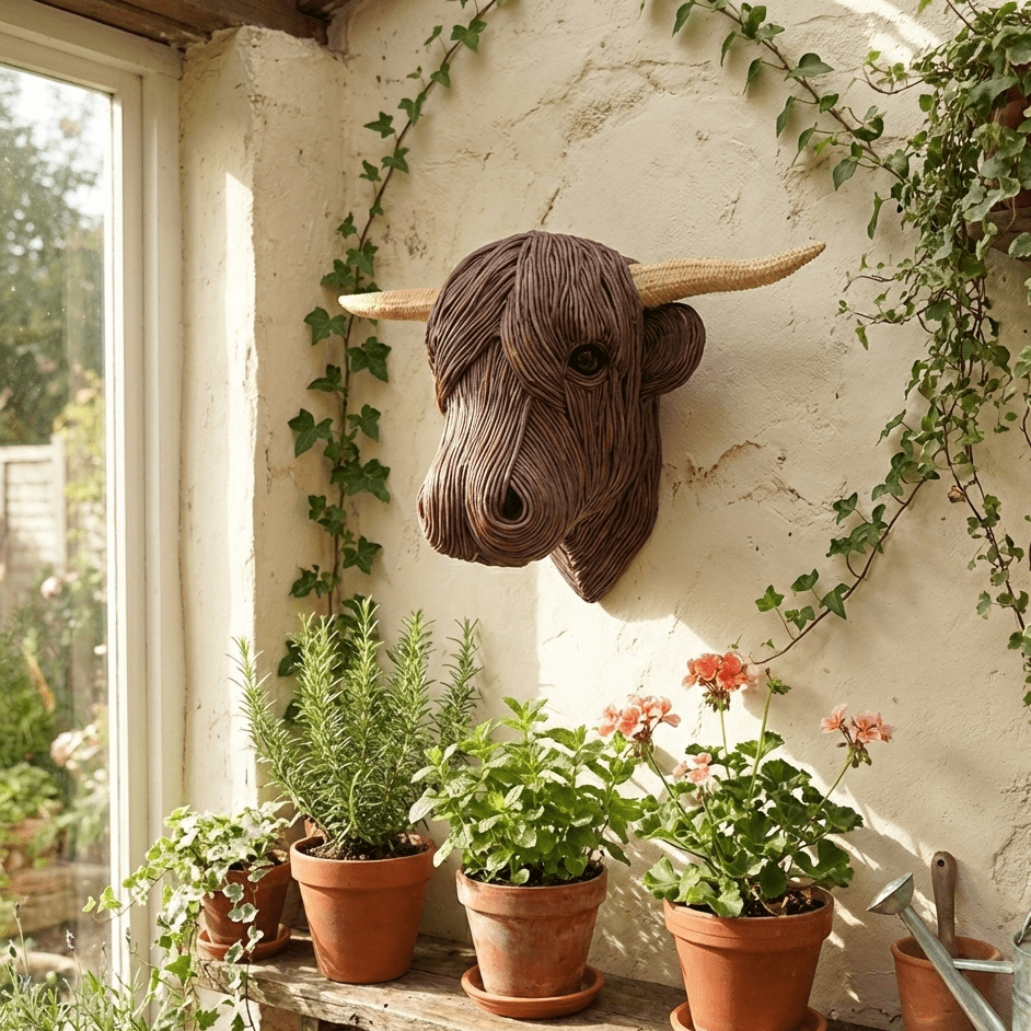 PastureCraft Elegant Cow Wall Sculpture In Country House Style | Temsk