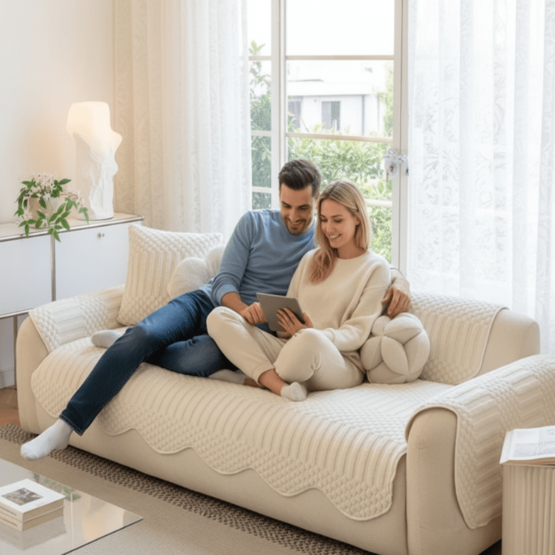 Cozy Cloud Thick Tuft Fleece Sofa Cover For Warm Winter Coziness | Temsk