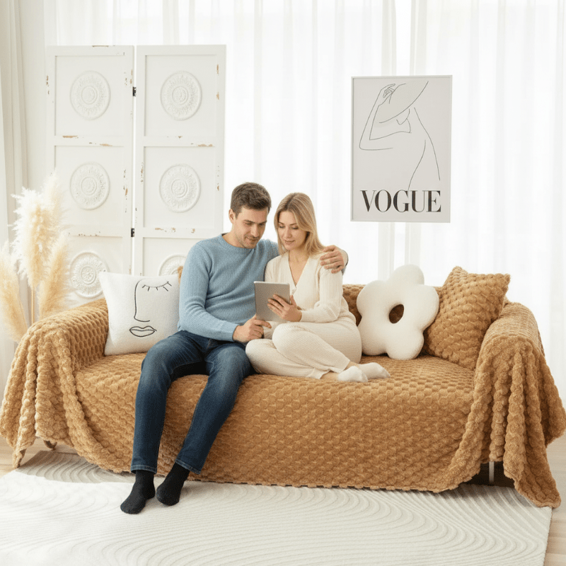 Velora Plush Chenille Sofa Cover With Anti Scratch Protection | Temsk