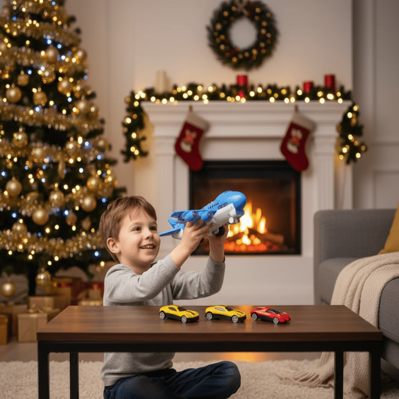AeroSprint Inertial Plane Toy With Music, Lights, And Mini Cars For Kids | Temsk