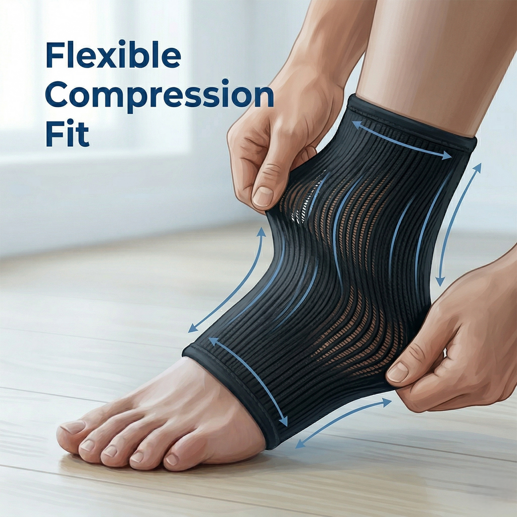 Cooling Ankle Sleeve With Compression, Flexible Support, And Reusable Gel Insert | Temsk