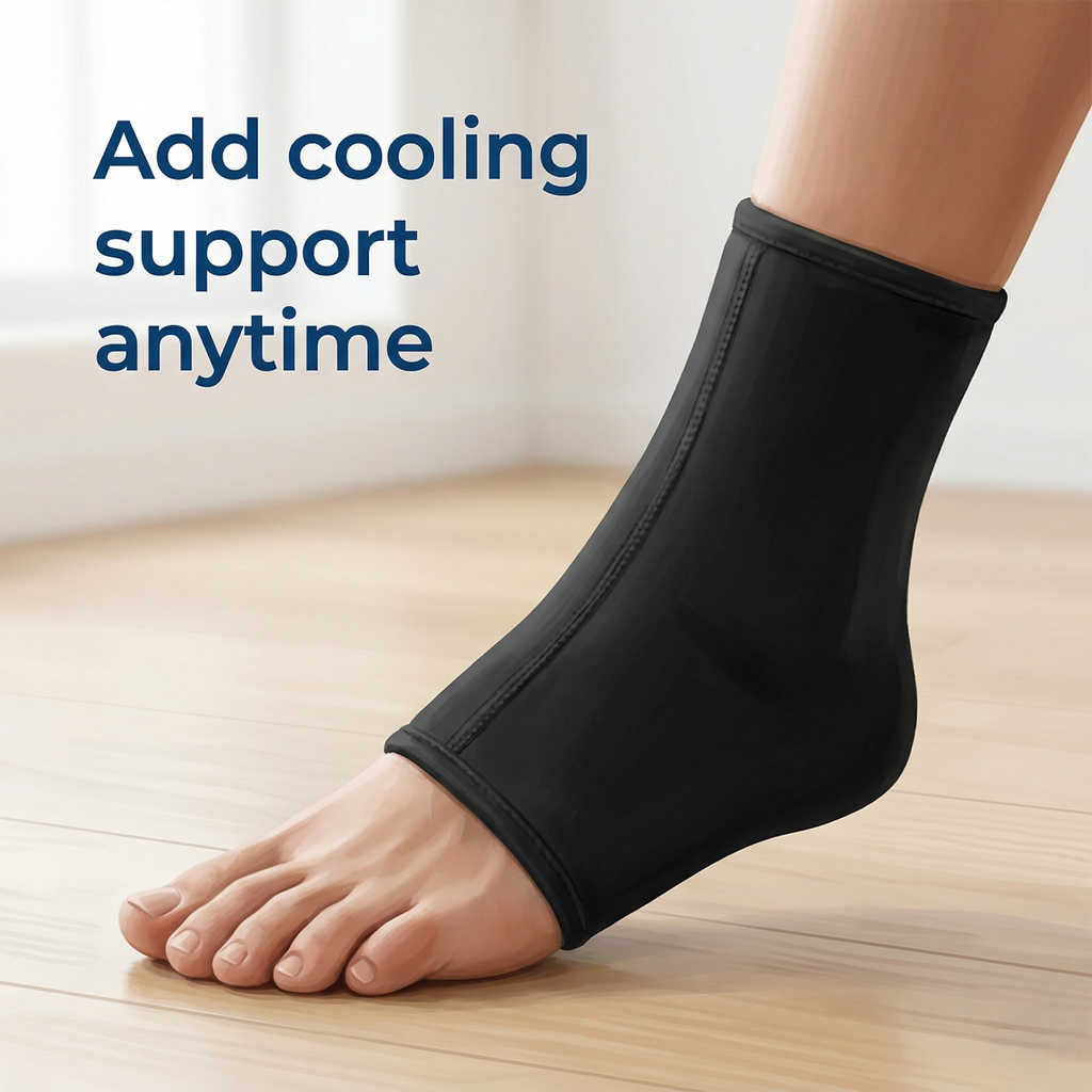 Cooling Ankle Sleeve With Compression, Flexible Support, And Reusable Gel Insert | Temsk