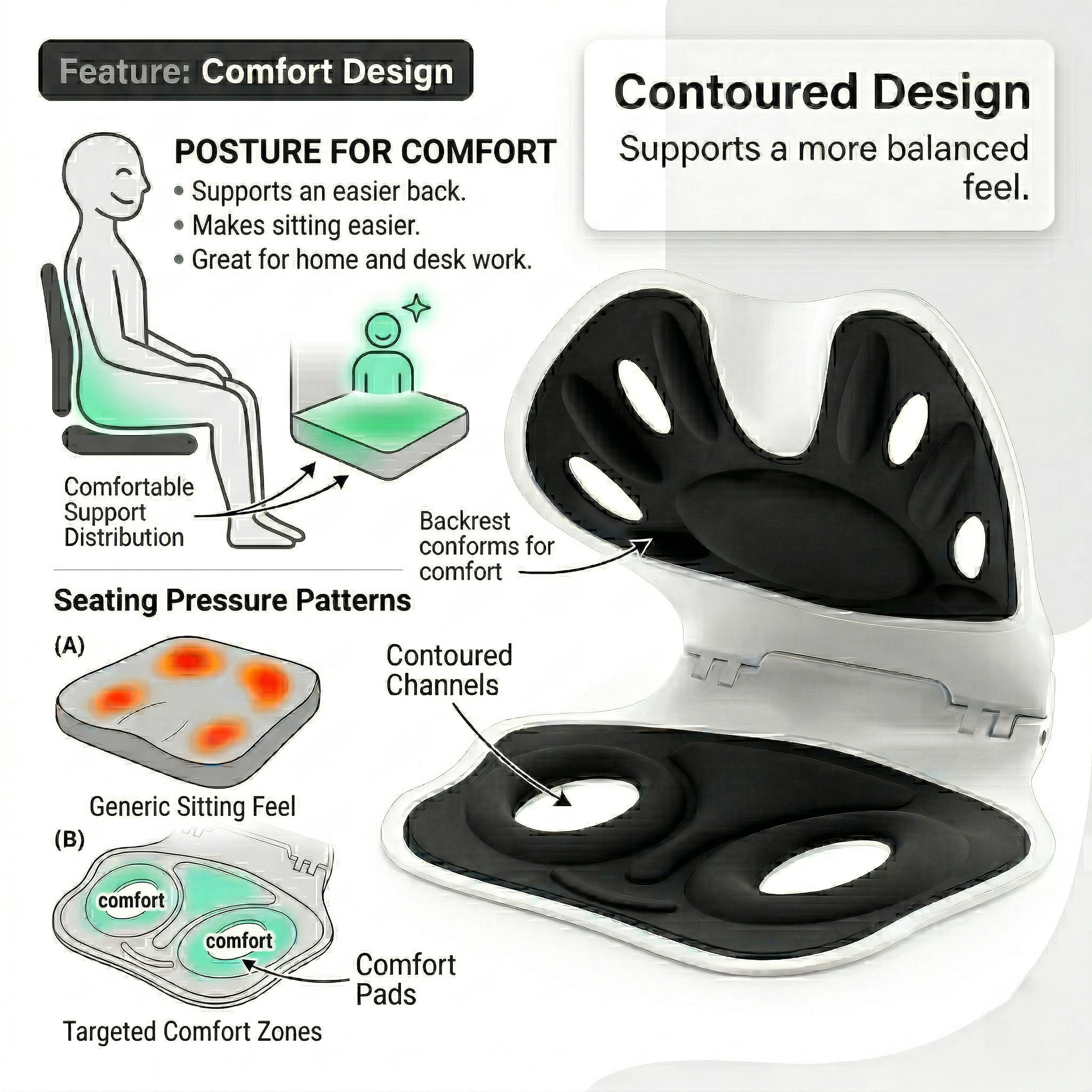 Kovelli Ergonomic Seat Cushion For Posture Support While Sitting | Temsk