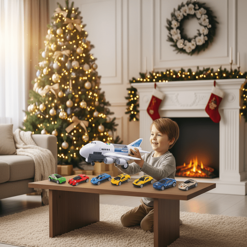 AeroSprint Inertial Plane Toy With Music, Lights, And Mini Cars For Kids | Temsk