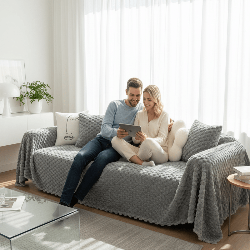 Velora Plush Chenille Sofa Cover With Anti Scratch Protection | Temsk