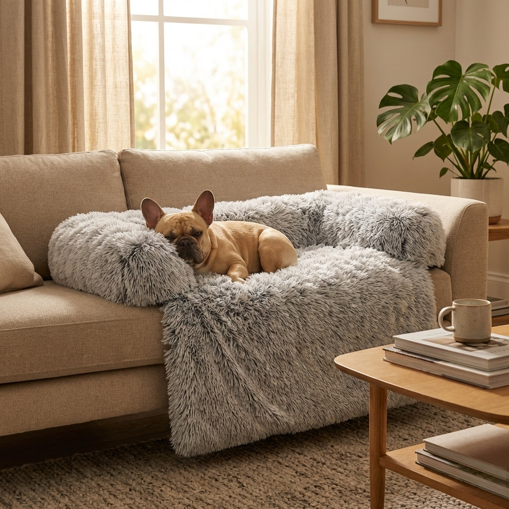 Fluffy Long-Pile Sofa Cover For Dogs And Cats With Raised Edges, Sizes S M L | Temsk