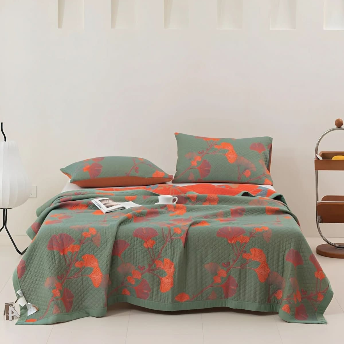 Verdant Leaf Cotton Bedding Set With Botanical Pattern | Temsk