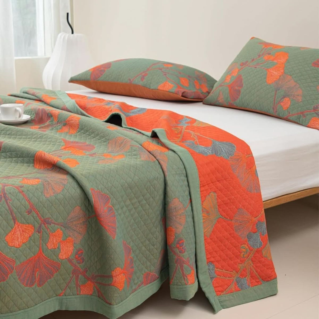 Verdant Leaf Cotton Bedding Set With Botanical Pattern | Temsk