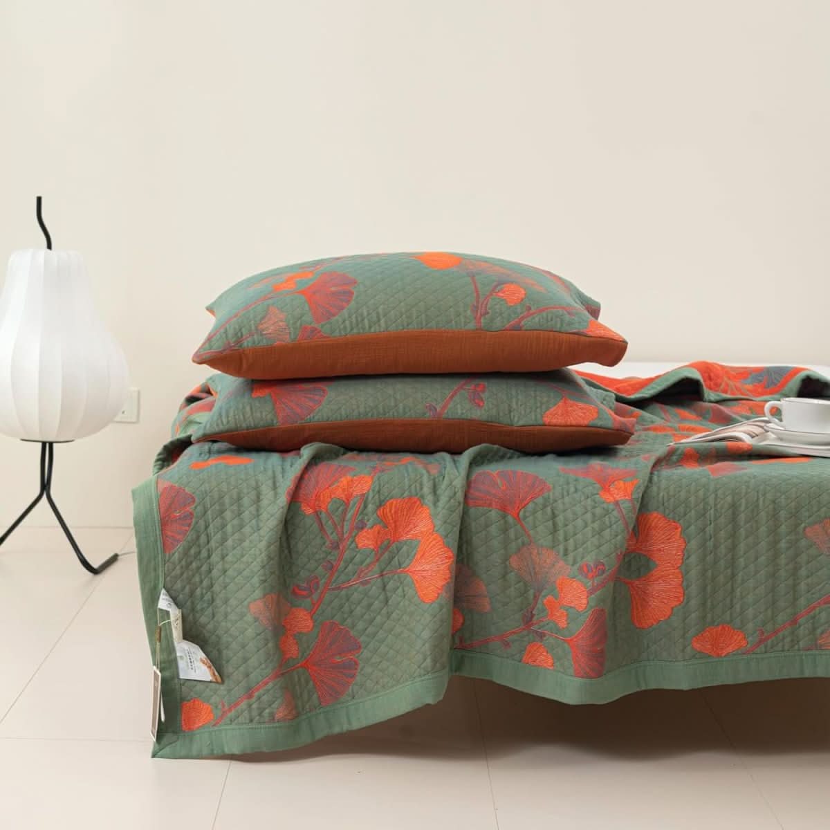 Verdant Leaf Cotton Bedding Set With Botanical Pattern | Temsk