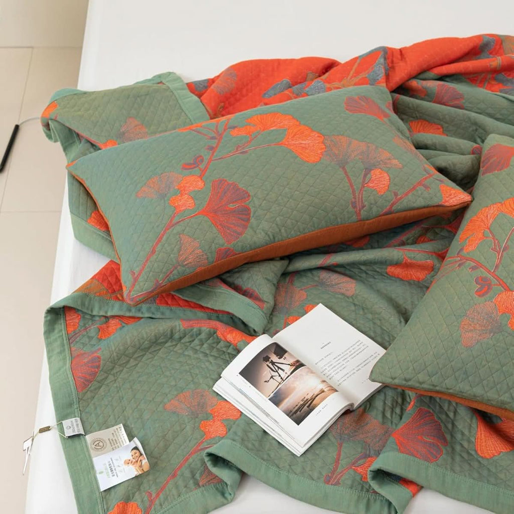 Verdant Leaf Cotton Bedding Set With Botanical Pattern | Temsk