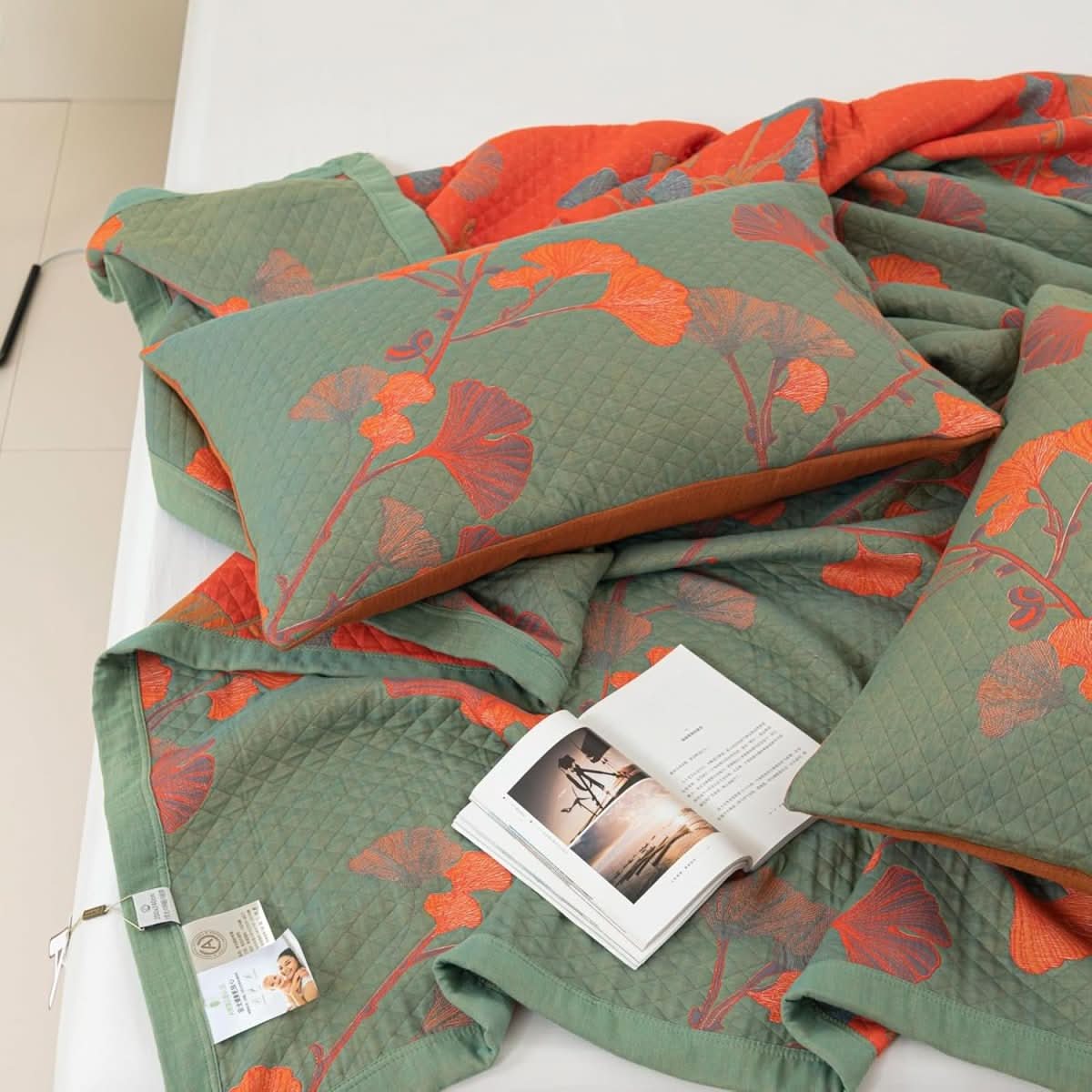 Verdant Leaf Cotton Bedding Set With Botanical Pattern | Temsk