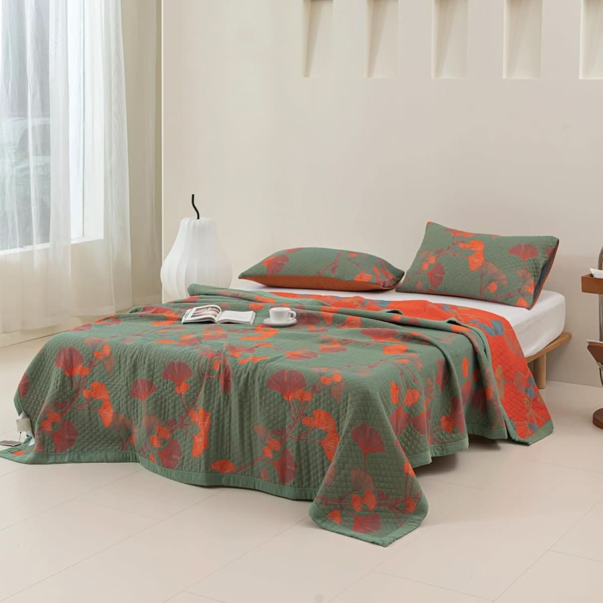 Verdant Leaf Cotton Bedding Set With Botanical Pattern | Temsk
