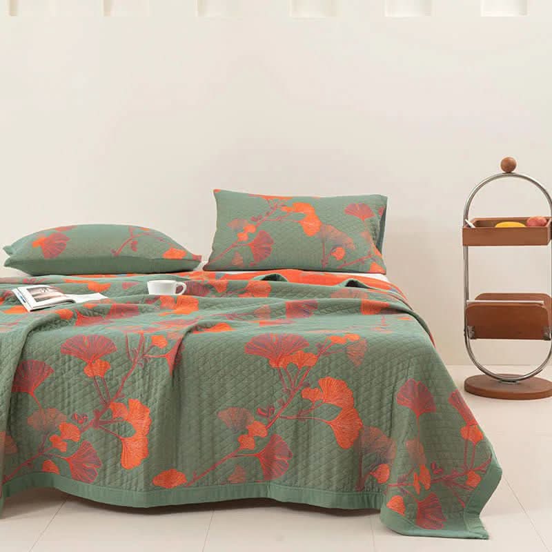 Verdant Leaf Cotton Bedding Set With Botanical Pattern | Temsk