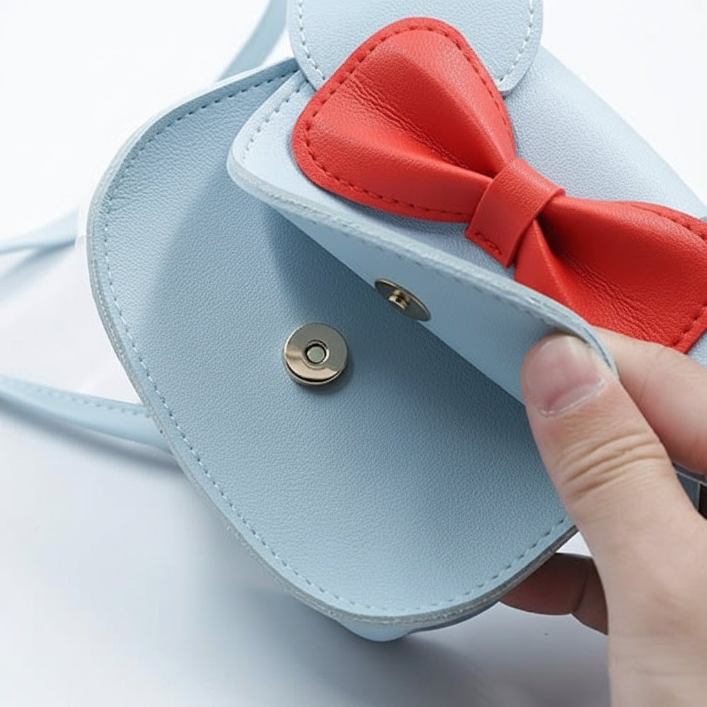 Dívčí PU crossbody kabelka s mašlí a roztomilým tvarem myši | Temsk