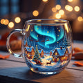 Winter Themed Christmas Glass Cup For Hot Cocoa And Tea | Temsk