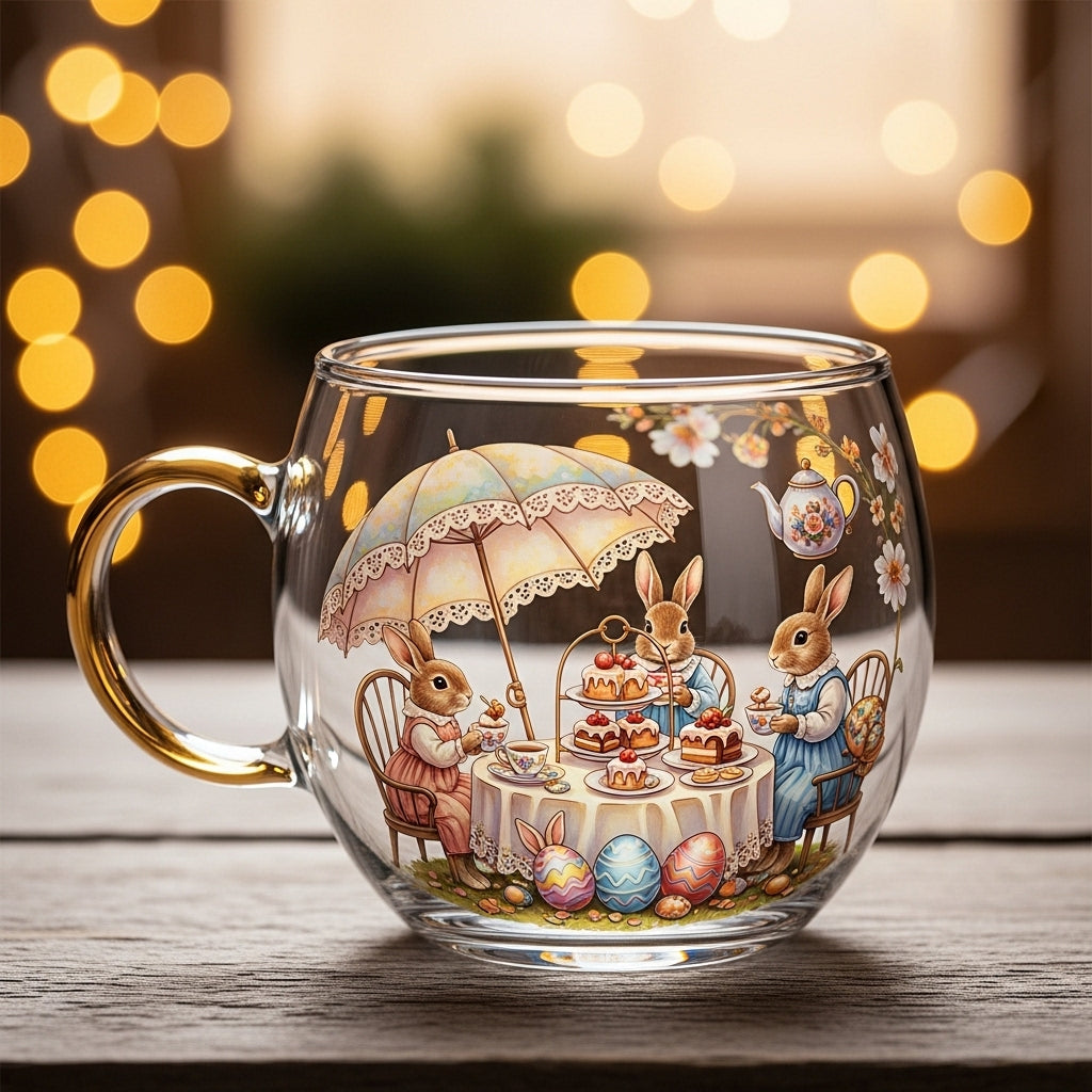 Winter Themed Christmas Glass Cup For Hot Cocoa And Tea | Temsk