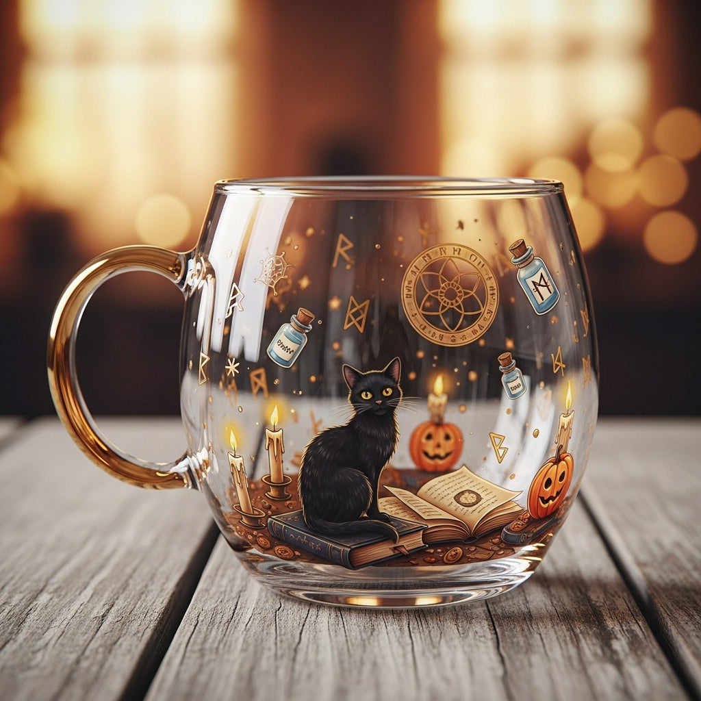 Winter Themed Christmas Glass Cup For Hot Cocoa And Tea | Temsk