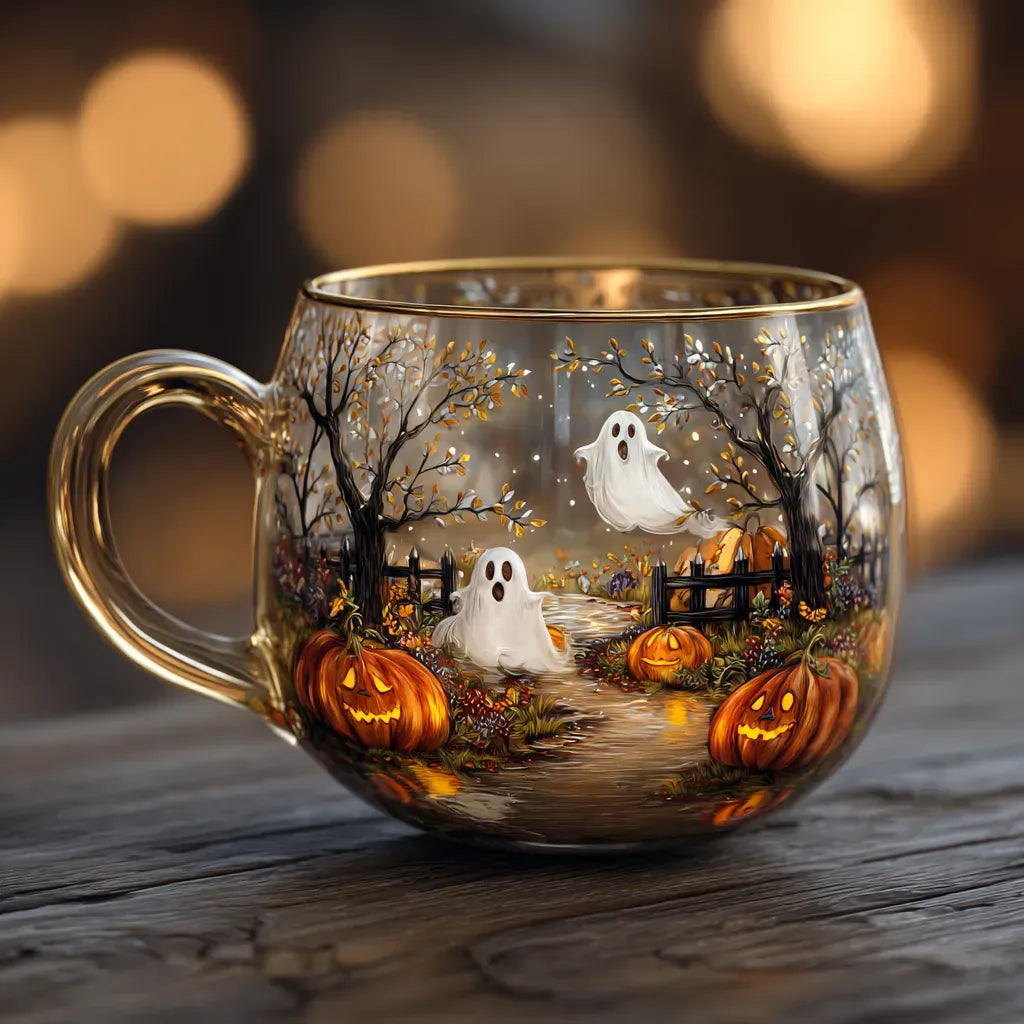 Winter Themed Christmas Glass Cup For Hot Cocoa And Tea | Temsk