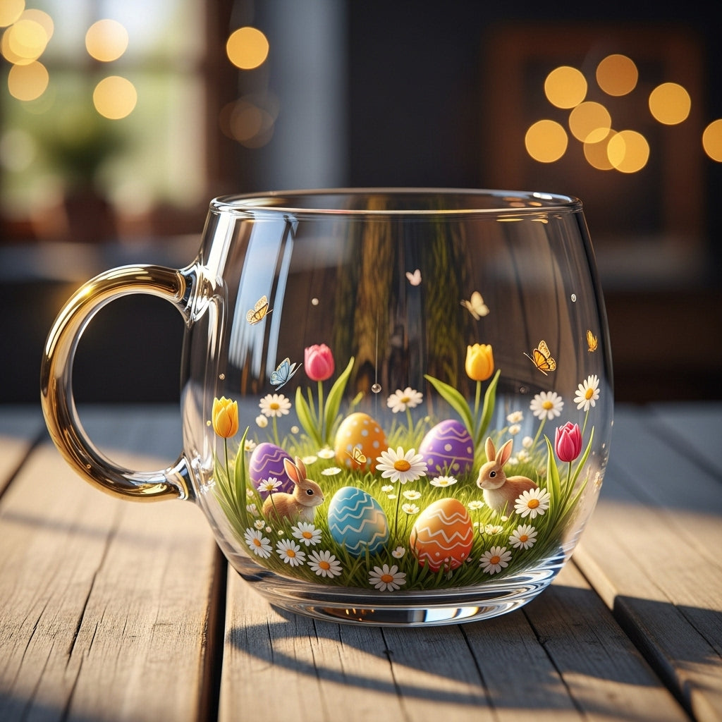 Winter Themed Christmas Glass Cup For Hot Cocoa And Tea | Temsk