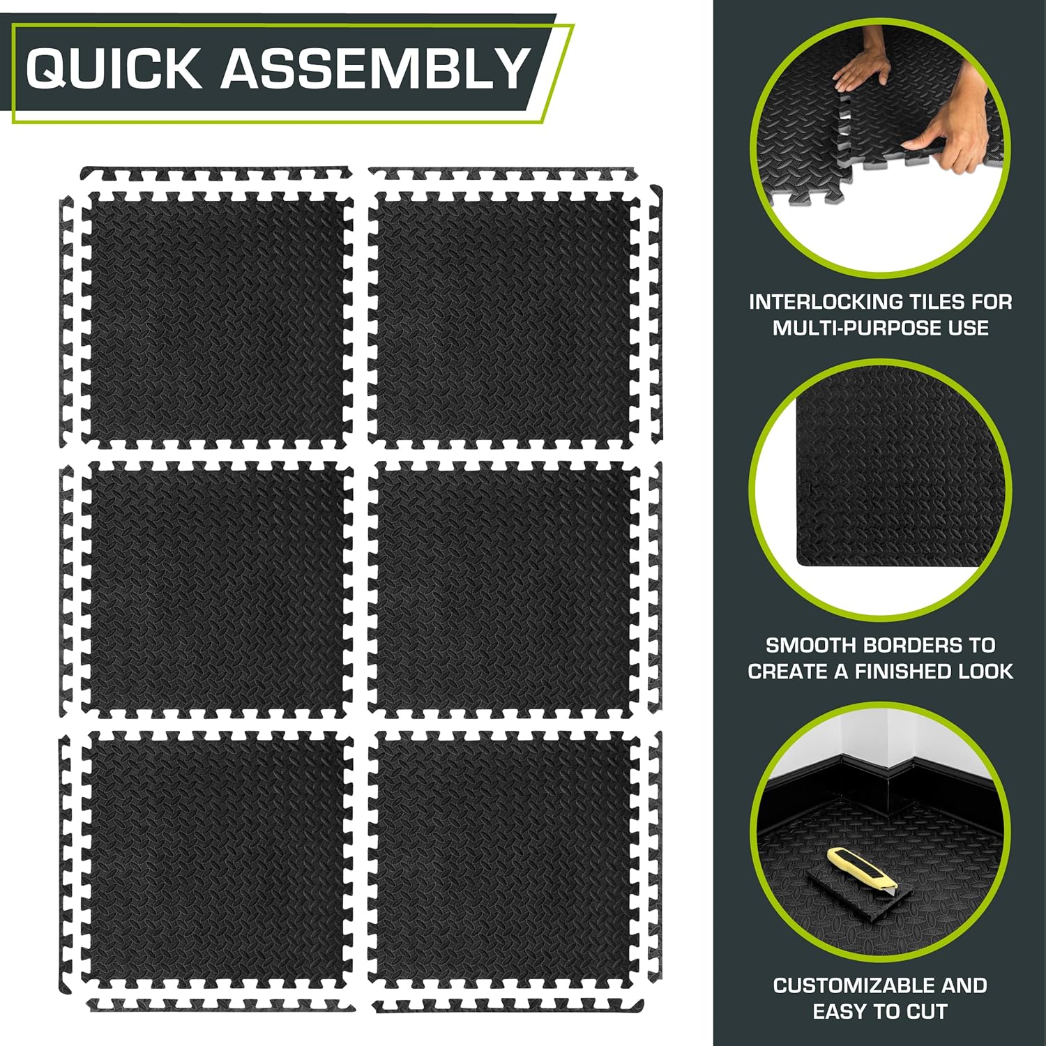 Home Workout Floor Mats With Interlocking Design And EVA Foam | Temsk