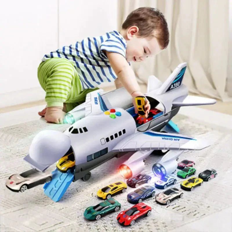 AeroSprint Inertial Plane Toy With Music, Lights, And Mini Cars For Kids | Temsk