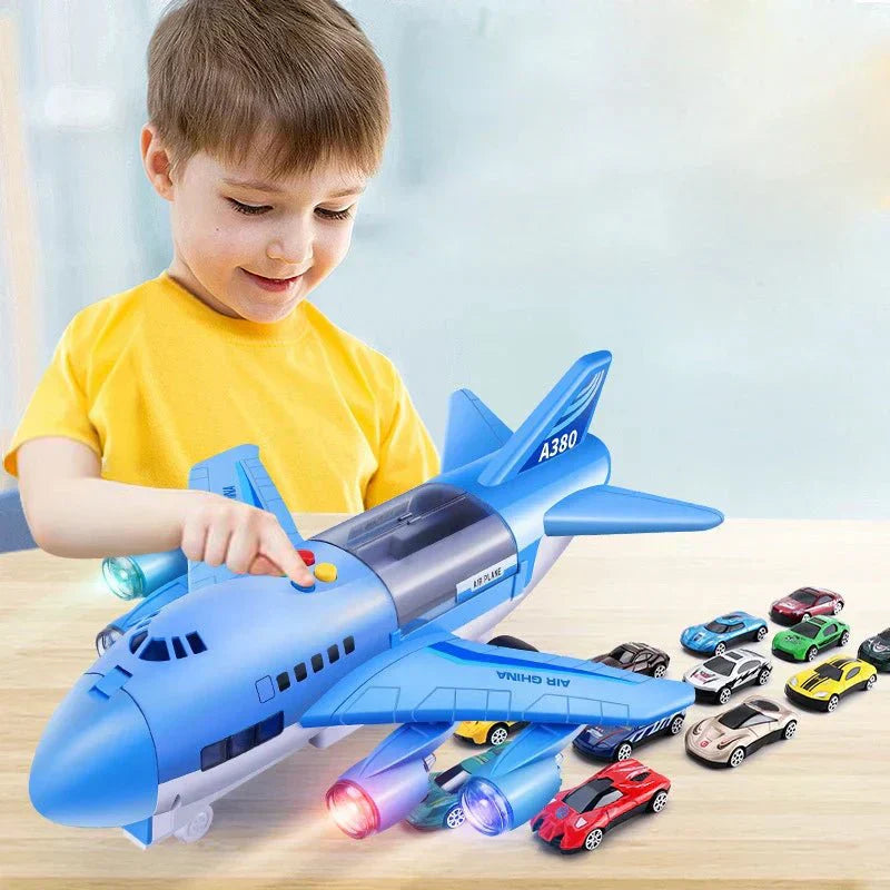 AeroSprint Inertial Plane Toy With Music, Lights, And Mini Cars For Kids | Temsk