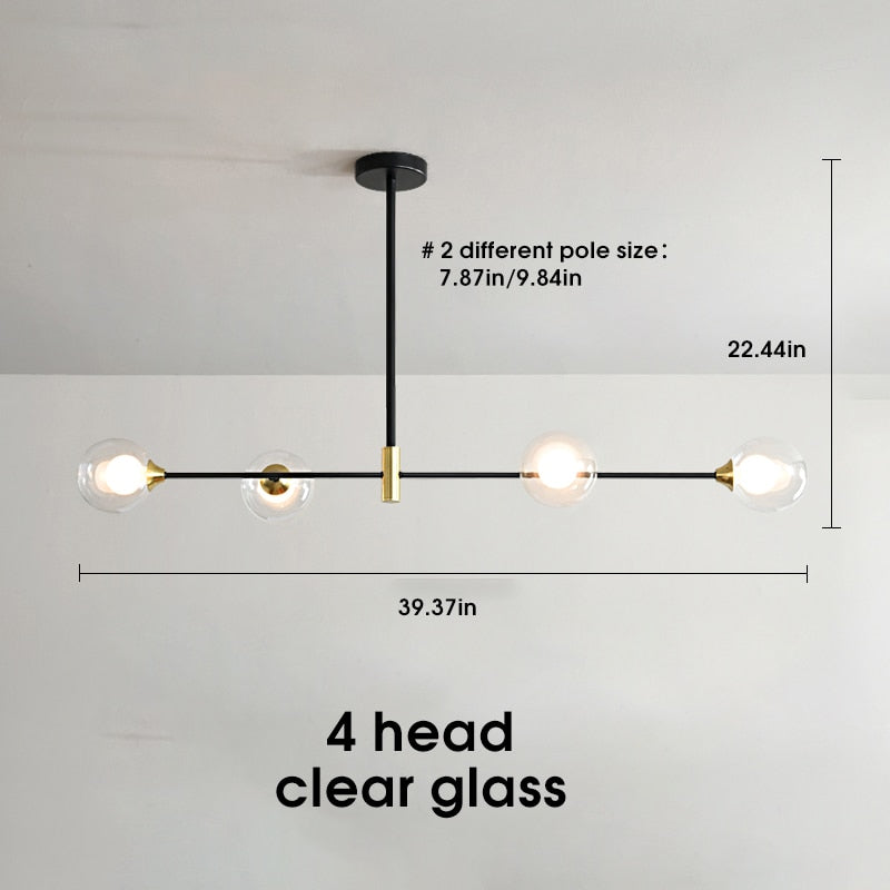 Novaelle nordische Glas-Kugellampenschirm-Deckenleuchte in poliertem Chrom | Snurv | Temsk