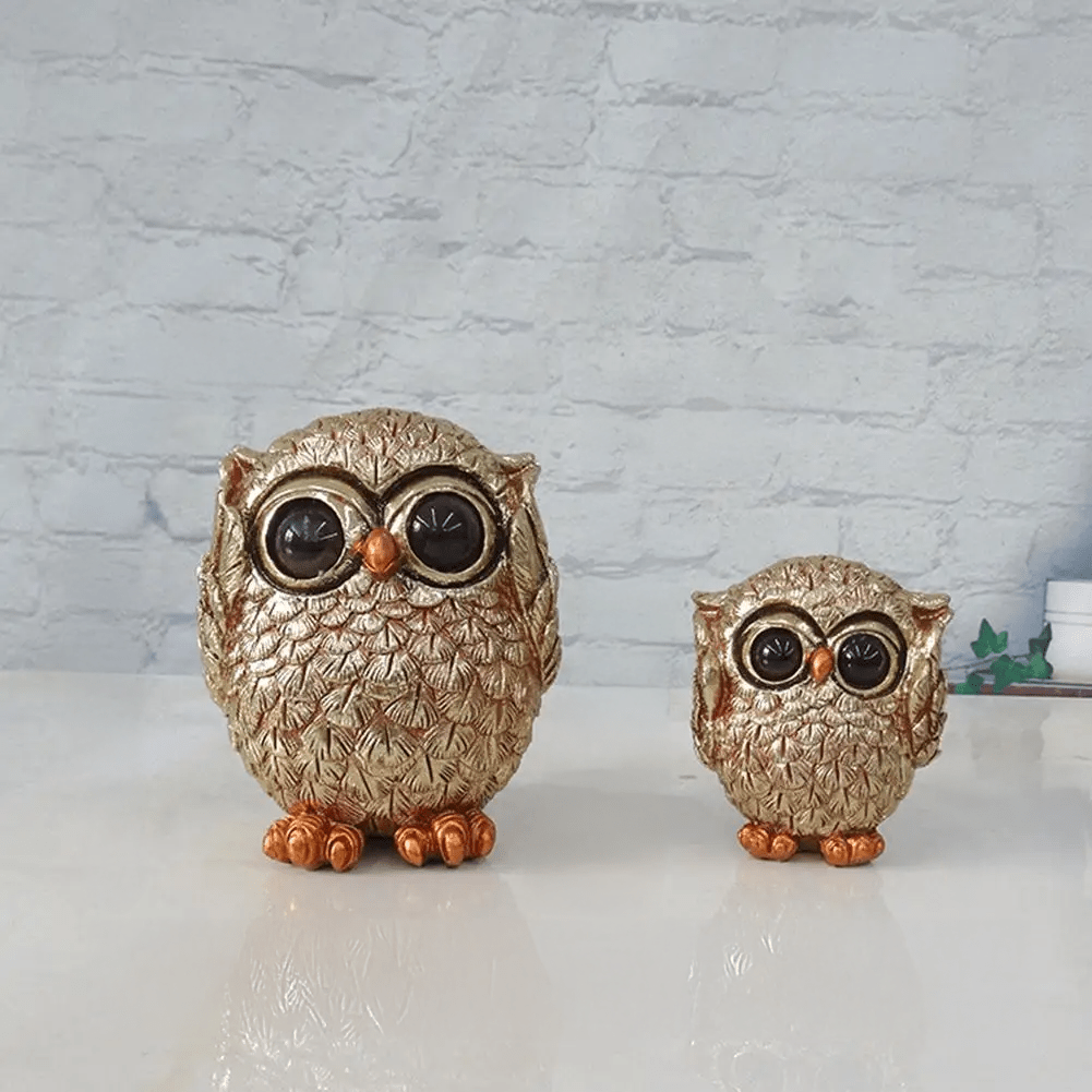 Gilded Owl Decorative Statue Hand Carved And Nostalgic Home Accent | Temsk