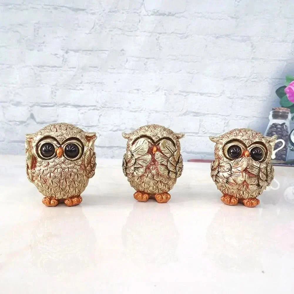 Gilded Owl Decorative Statue Hand Carved And Nostalgic Home Accent | Temsk