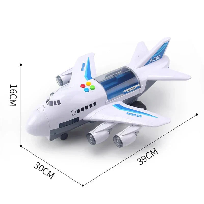 AeroSprint Inertial Plane Toy With Music, Lights, And Mini Cars For Kids | Temsk