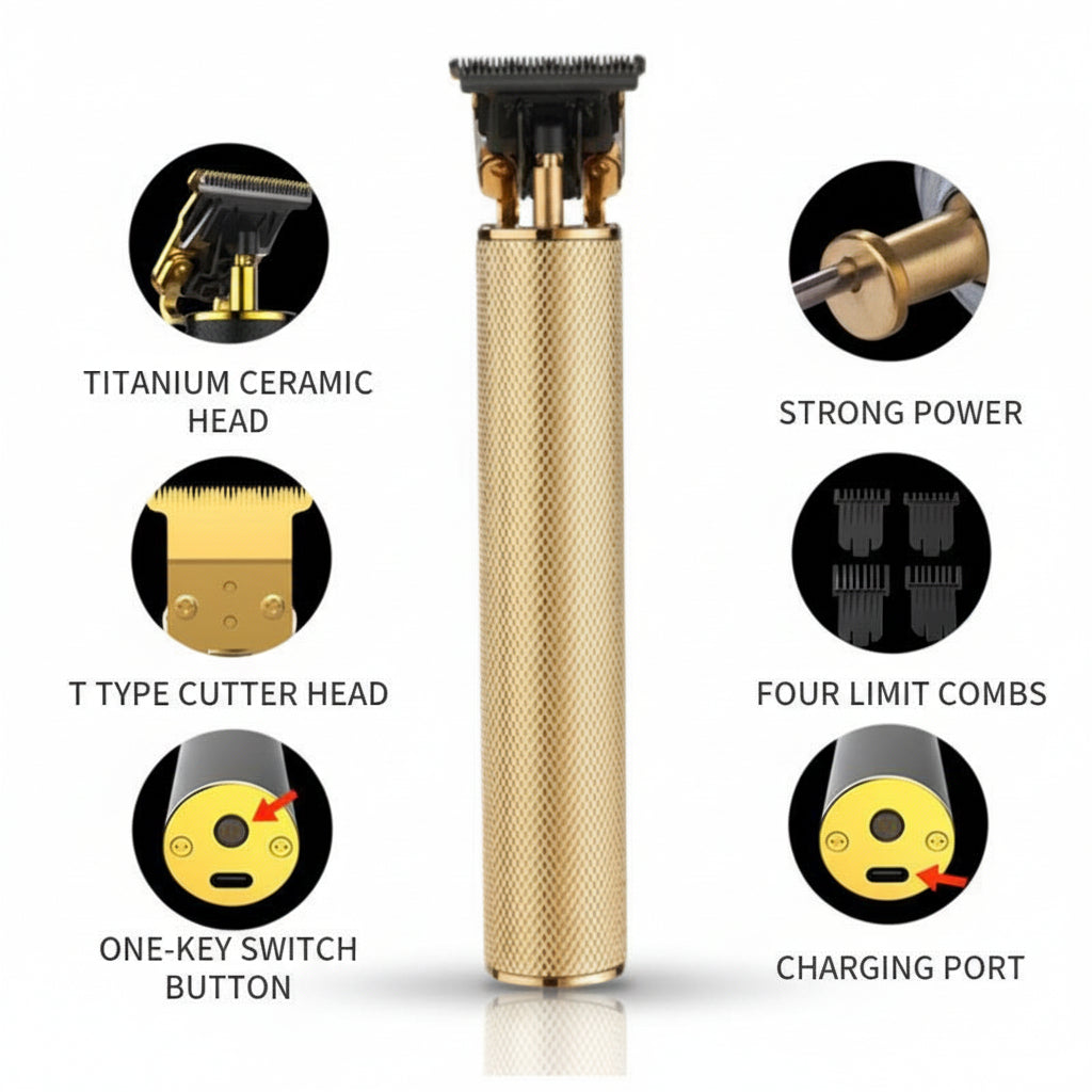 Cordless T Blade Hair Trimmer for Clean Beard Edges and Grooming | Temsk