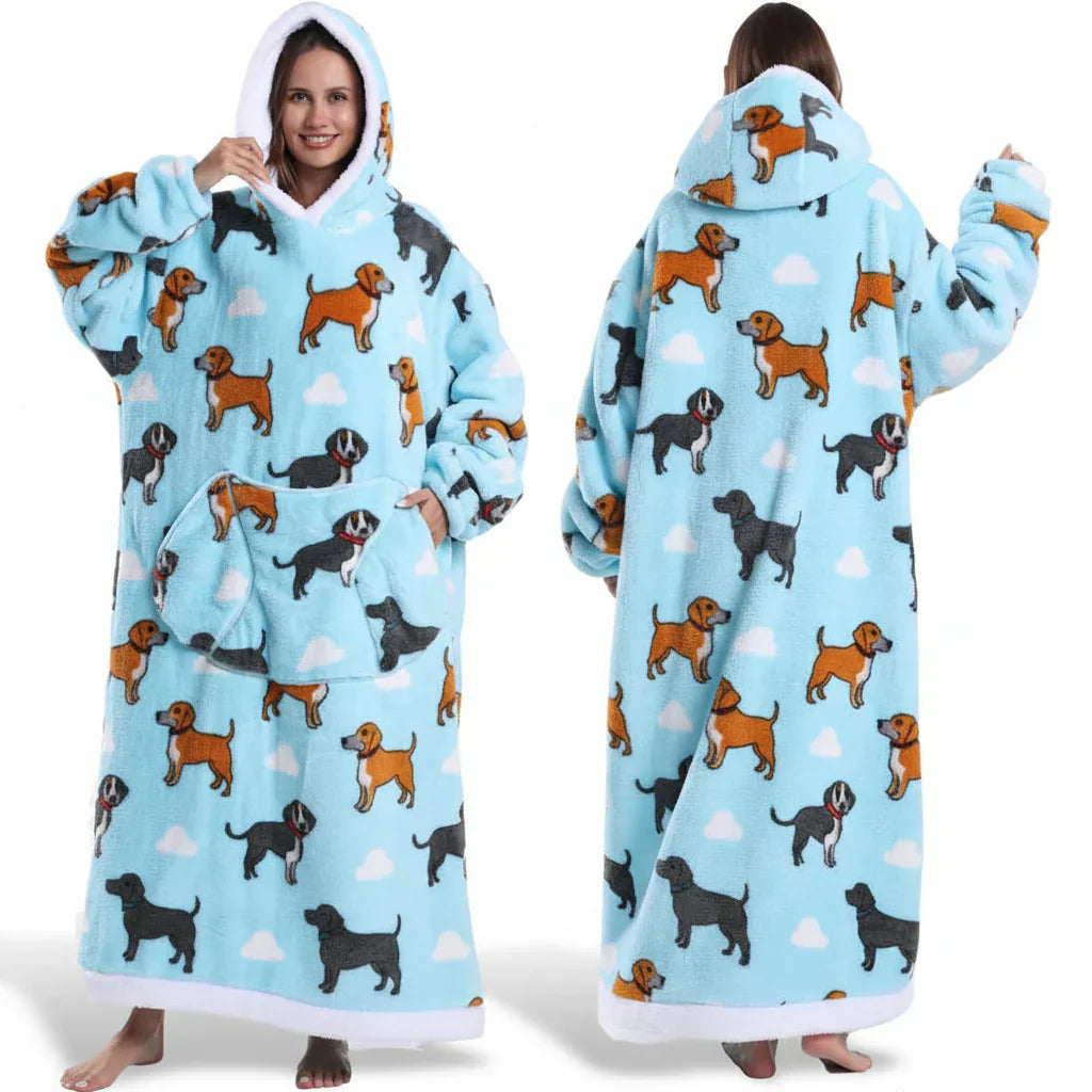Übergroßer Sherpa-Decken-Hoodie mit Halloween-Motiv | Temsk