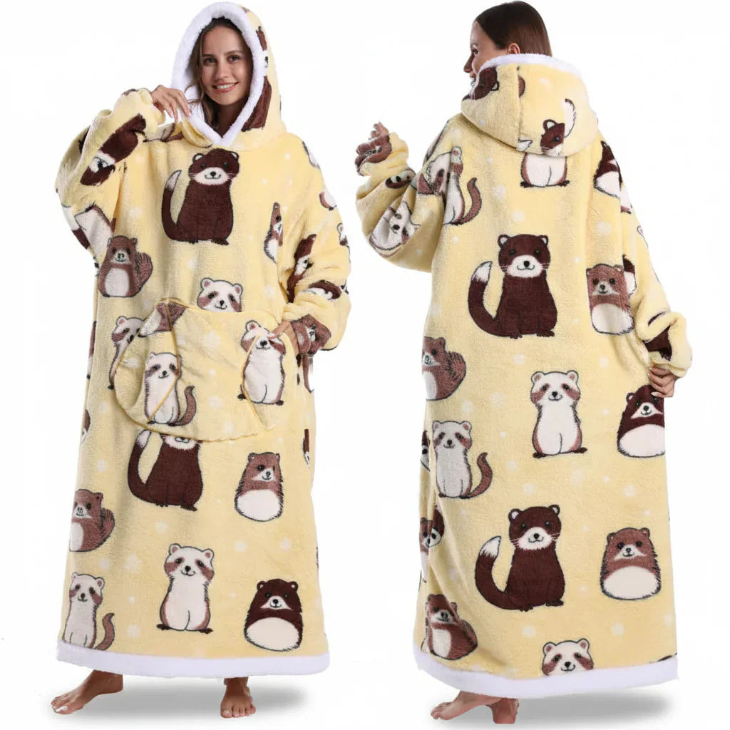 Übergroßer Sherpa-Decken-Hoodie mit Halloween-Motiv | Temsk