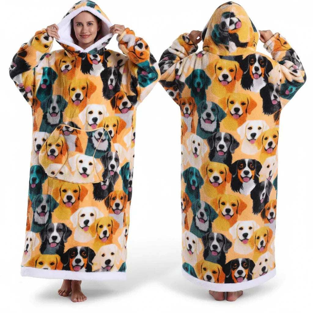 Übergroßer Sherpa-Decken-Hoodie mit Halloween-Motiv | Temsk