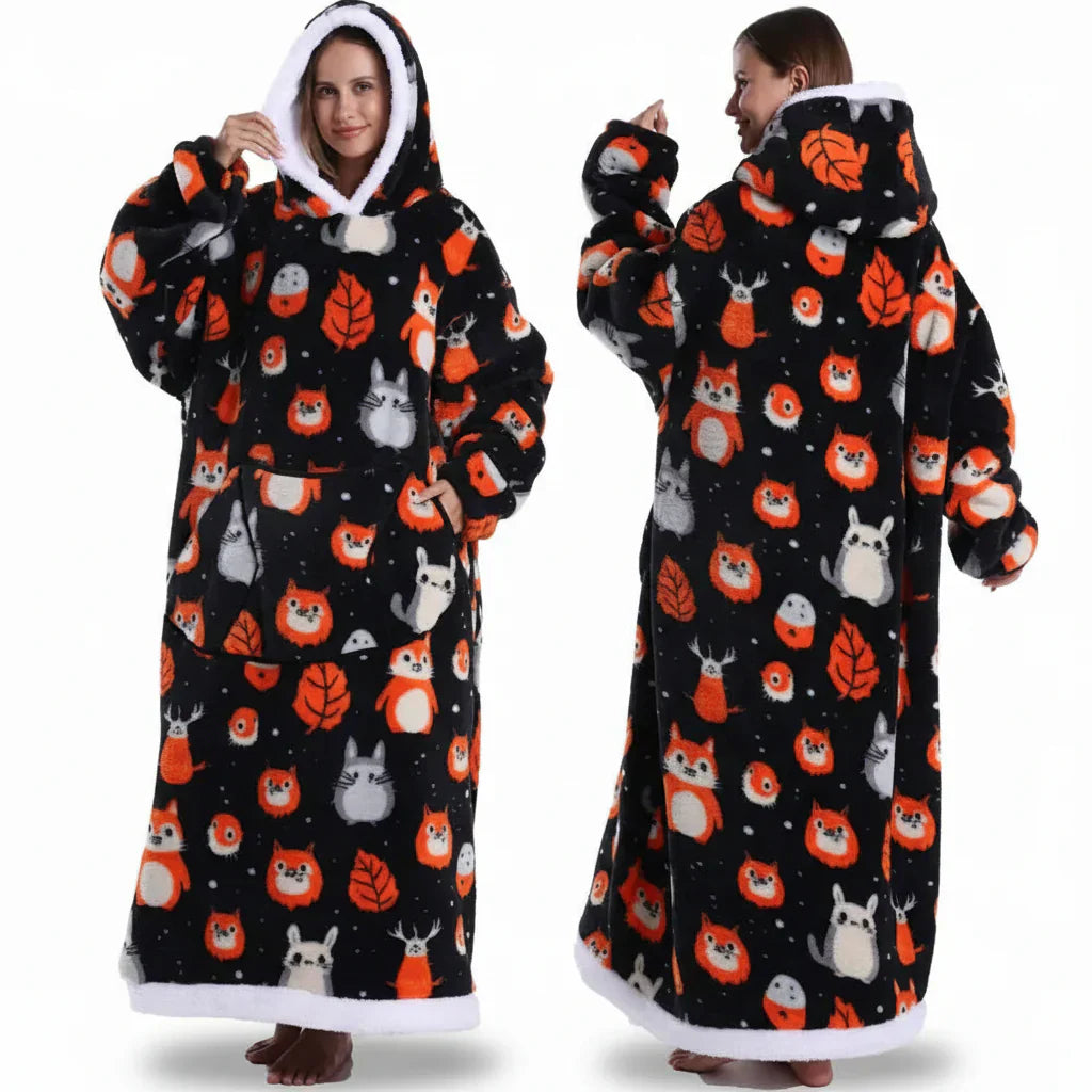 Übergroßer Sherpa-Decken-Hoodie mit Halloween-Motiv | Temsk