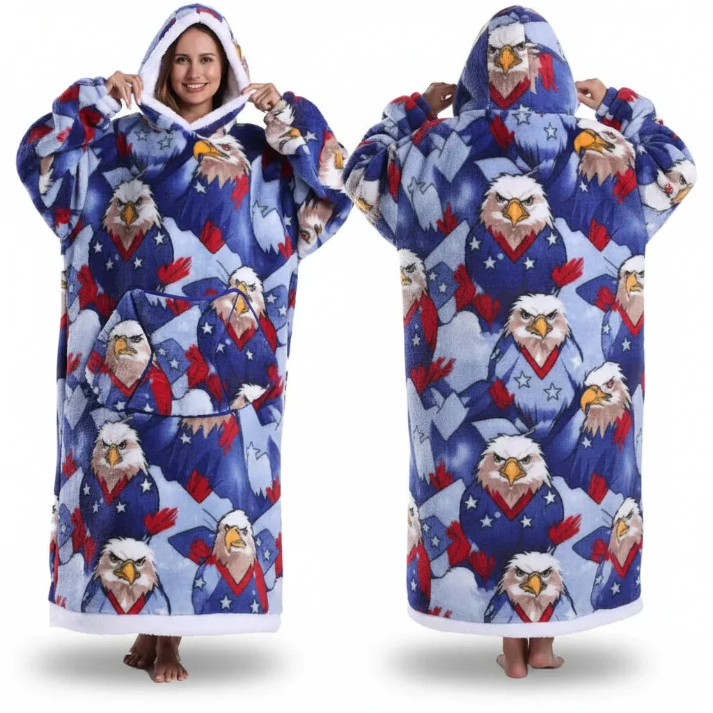 Übergroßer Sherpa-Decken-Hoodie mit Halloween-Motiv | Temsk