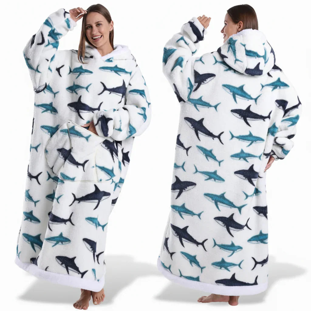 Übergroßer Sherpa-Decken-Hoodie mit Halloween-Motiv | Temsk
